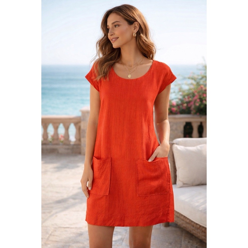 Eileen Fisher Dress Women's Sz XS Relaxed Coastal Chic Resort Cover Up Resort